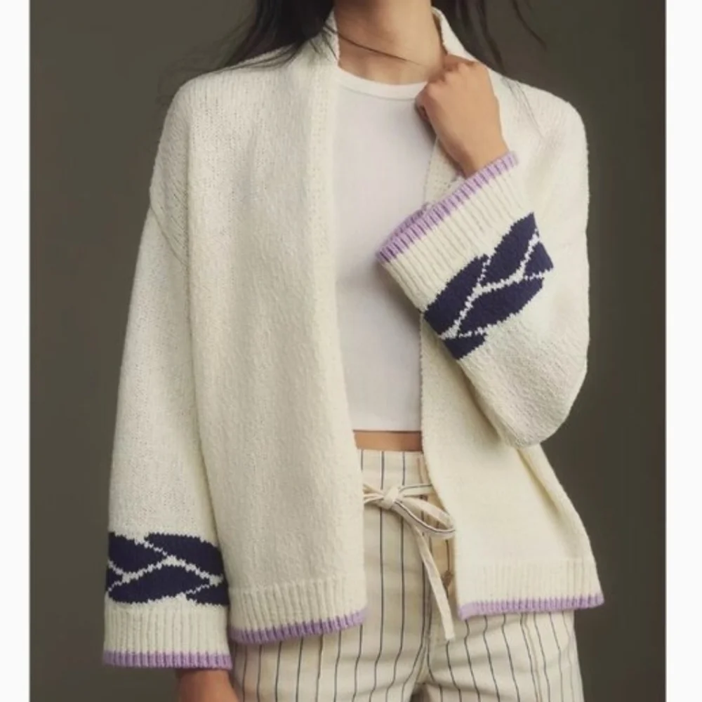 Anthropologie Maeve Maggie Sailboat Cardigan Sweater Lilac Women Size XS Small - Picture 4 of 13